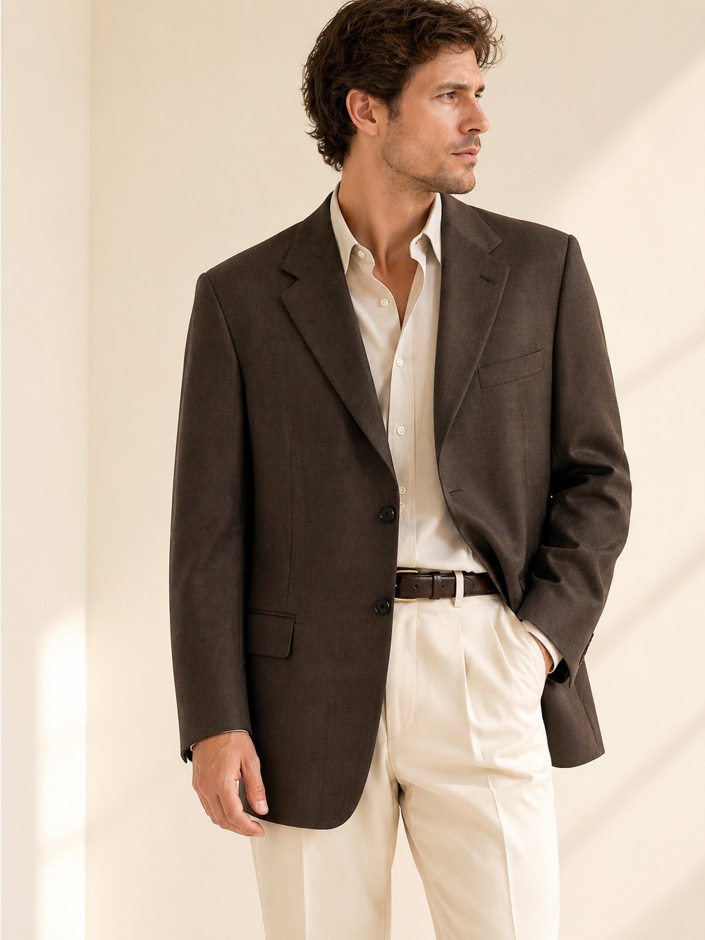Vintage Men’s Blazer Brown Wool Formal Business Old money Academia 46L